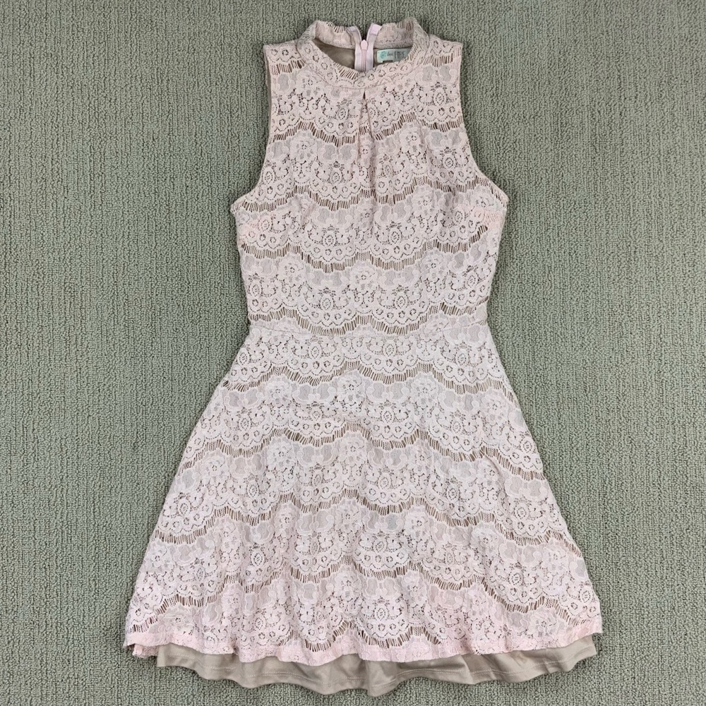 Pink Lace A-Line Dress XS